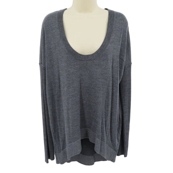 Zadig & Voltaire Womens Large Preppy M Blue Gray Scoop Neck Sweater All Wool - Picture 1 of 11
